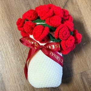Handcrafted Red Rose Bouquet with Cream Vase